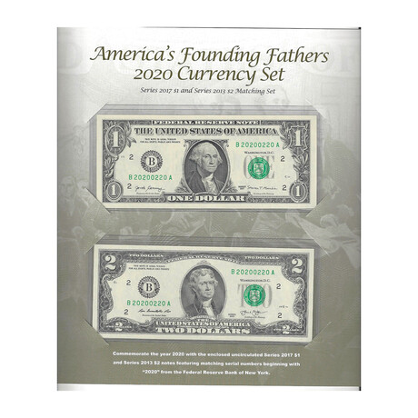 America's Founding Fathers 2020 Currency Set FANCY Serial Number # 20200220