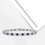 14 1/4ct TGW Created Blue & White Sapphire Bracelet in Sterling Silver // 7.25 in