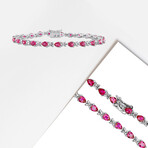 5 1/3ct TGW Created Ruby X Link Bracelet in Sterling Silver // 7 in