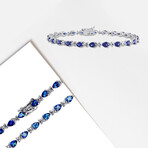 5 1/3ct TGW Created Blue Sapphire X Link Bracelet in Sterling Silver // 7 in