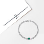 7/8ct TGW Created Emerald Curb Link Chain Bracelet in Sterling Silver // 7.5 in