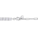 6ct TGW Created White Sapphire Semi Tennis Link Bracelet in Sterling Silver // 7.5 in