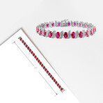 18ct TGW Created Ruby S-Link Bracelet in Sterling Silver // 7 in