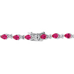 5 1/3ct TGW Created Ruby X Link Bracelet in Sterling Silver // 7 in