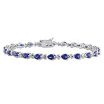 5 1/3ct TGW Created Blue Sapphire X Link Bracelet in Sterling Silver // 7 in