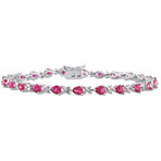 5 1/3ct TGW Created Ruby X Link Bracelet in Sterling Silver // 7 in