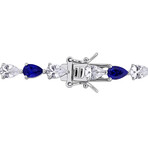 10 1/2ct TGW Created Blue and Created White Sapphire Tennis Bracelet in Sterling Silver // 7.25 in