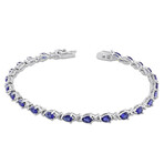 5 1/3ct TGW Created Blue Sapphire X Link Bracelet in Sterling Silver // 7 in