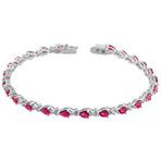 5 1/3ct TGW Created Ruby X Link Bracelet in Sterling Silver // 7 in