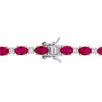 14ct TGW Created Ruby and Created White Sapphire Tennis Bracelet in Sterling Silver // 7.25 in