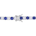 14 1/4ct TGW Created Blue & White Sapphire Bracelet in Sterling Silver // 7.25 in