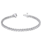 2 3/4ct DEW Created Moissanite S-Link Tennis Bracelet in Sterling Silver // 7.25 in