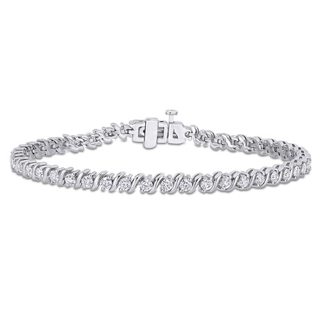 2 3/4ct DEW Created Moissanite S-Link Tennis Bracelet in Sterling Silver // 7.25 in