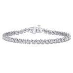 2 3/4ct DEW Created Moissanite S-Link Tennis Bracelet in Sterling Silver // 7.25 in