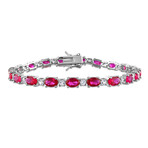 14ct TGW Created Ruby and Created White Sapphire Tennis Bracelet in Sterling Silver // 7.25 in