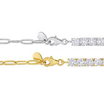 12ct TGW Created White Sapphire Semi Tennis Bracelet 2-Piece Set in Two-Tone Sterling Silver // 7.5 in