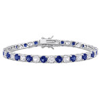 14 1/4ct TGW Created Blue & White Sapphire Bracelet in Sterling Silver // 7.25 in