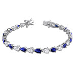 10 1/2ct TGW Created Blue and Created White Sapphire Tennis Bracelet in Sterling Silver // 7.25 in