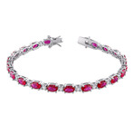 14ct TGW Created Ruby and Created White Sapphire Tennis Bracelet in Sterling Silver // 7.25 in