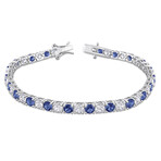 14 1/4ct TGW Created Blue & White Sapphire Bracelet in Sterling Silver // 7.25 in