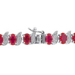 18ct TGW Created Ruby S-Link Bracelet in Sterling Silver // 7 in