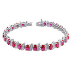 18ct TGW Created Ruby S-Link Bracelet in Sterling Silver // 7 in