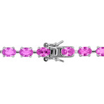 13 1/2ct TGW Created Pink Sapphire Tennis Bracelet in Sterling Silver // 7.25 in