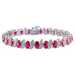 18ct TGW Created Ruby S-Link Bracelet in Sterling Silver // 7 in