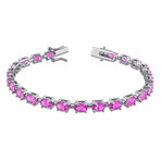 13 1/2ct TGW Created Pink Sapphire Tennis Bracelet in Sterling Silver // 7.25 in