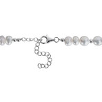 5-8mm Cultured Freshwater Pearl and Bead Bracelet in Sterling Silver // 7.5 in + 2 ext