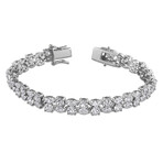 17 1/6ct TGW Created White Sapphire Double Row Bracelet in Sterling Silver // 7 in