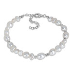 5-8mm Cultured Freshwater Pearl and Bead Bracelet in Sterling Silver // 7.5 in + 2 ext