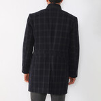 Crombie Glen Check Mock Neck Coat // Dark Blue (S)