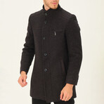 Crombie Nailshead Mock Neck Coat // Light Black (S)