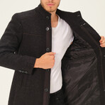 Crombie Nailshead Mock Neck Coat // Light Black (S)