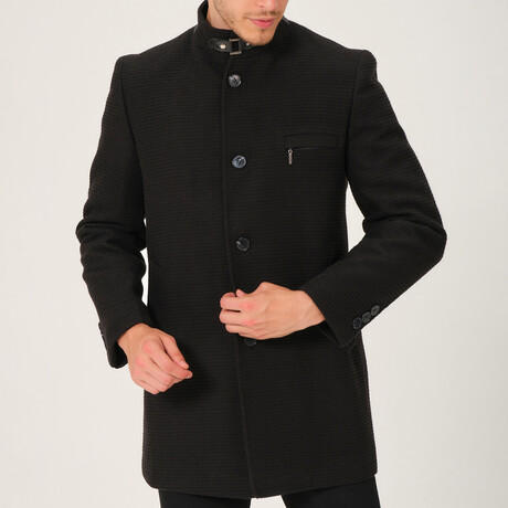 Crombie Mock Neck Coat // Black (S)