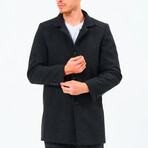 Button Up Mock Neck Overcoat // Dark Anthracite (S)