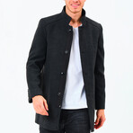 Button Up Mock Neck Overcoat // Dark Anthracite (S)