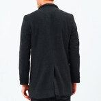 Button Up Mock Neck Overcoat // Dark Anthracite (S)