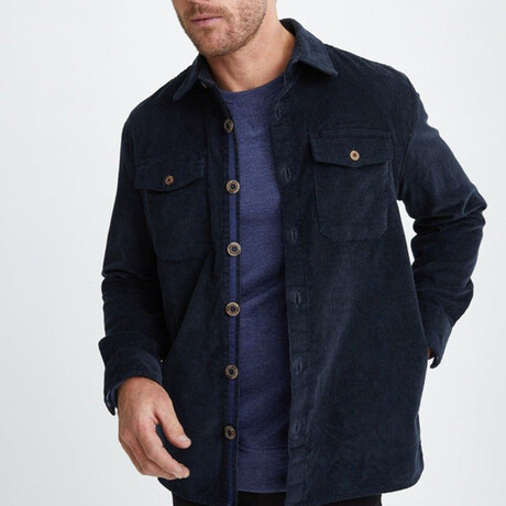 Brushed Corduroy Overshirt // Denim Blue (XS)