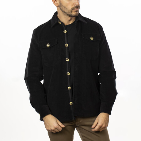 Brushed Corduroy Overshirt // Black (XS)