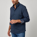 Painted Dot Print Button-Up Shirt // Navy (3XL)