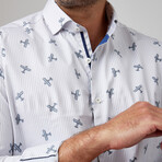 Airplane Print Drytouch Button-Up Shirt // Grey (2XL)