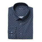 Painted Dot Print Button-Up Shirt // Navy (3XL)