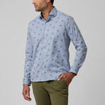 Airplane Print Drytouch Button-Up Shirt // Navy (S)