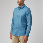 Painted Dot Print Button-Up Shirt // Slate Blue (L)