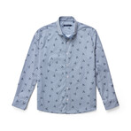 Airplane Print Drytouch Button-Up Shirt // Navy (S)