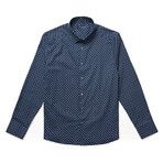 Painted Dot Print Button-Up Shirt // Navy (3XL)