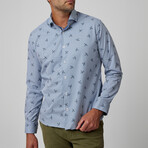 Airplane Print Drytouch Button-Up Shirt // Navy (S)