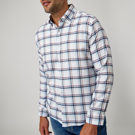 Plaid Drytouch Button-Up Shirt // White (XS)